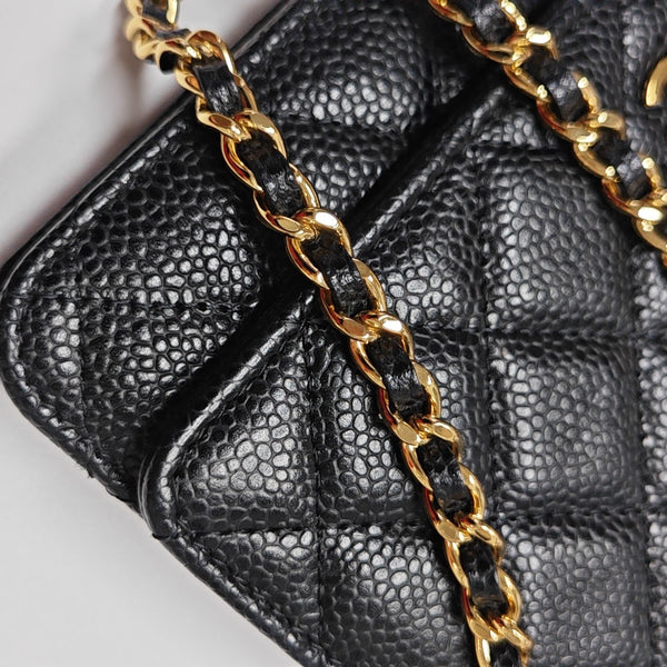 WOC Quilted Grained Calfskin Black