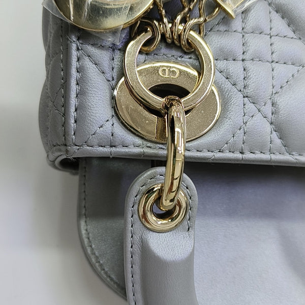 Lady Dior Mini Cannage Lambskin Gray