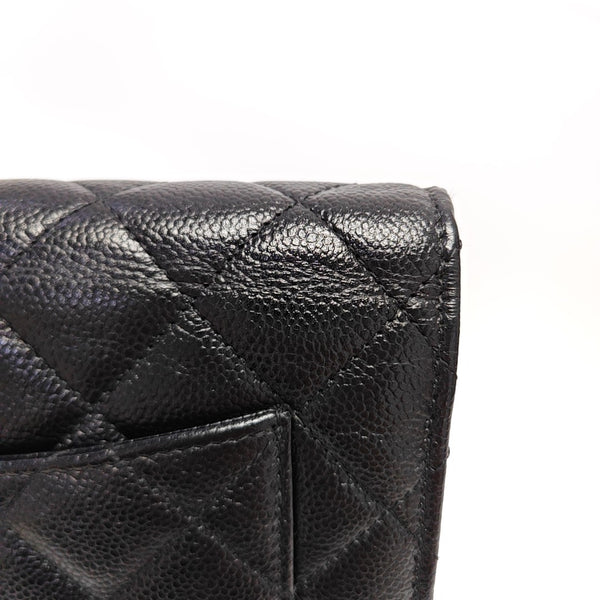 Quilted Grained Calfskin Shoulder Bag Black