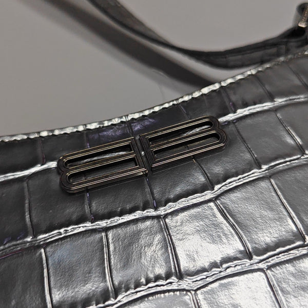 Calfskin Shoulder Bag Small Silver