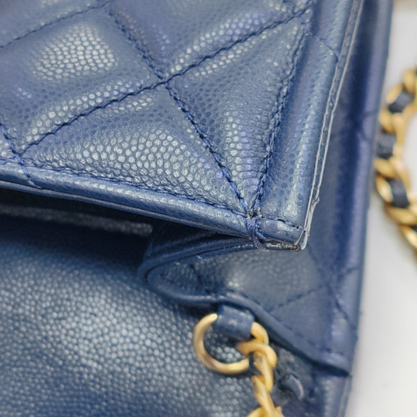 Quilted Grained Calfskin Blue