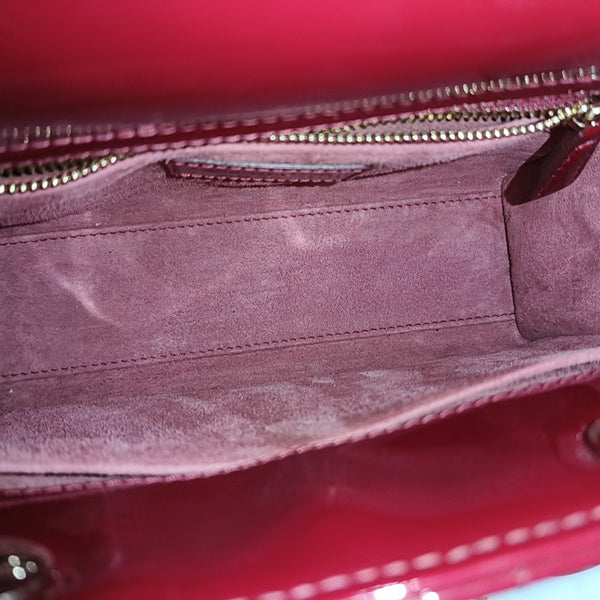 Lady Dior Small Cannage Patent Leather Red
