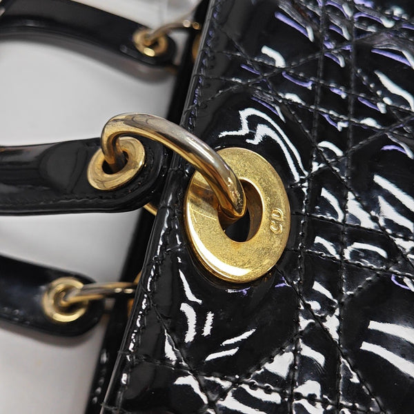 Lady Dior Medium Cannage Patent Leather Black