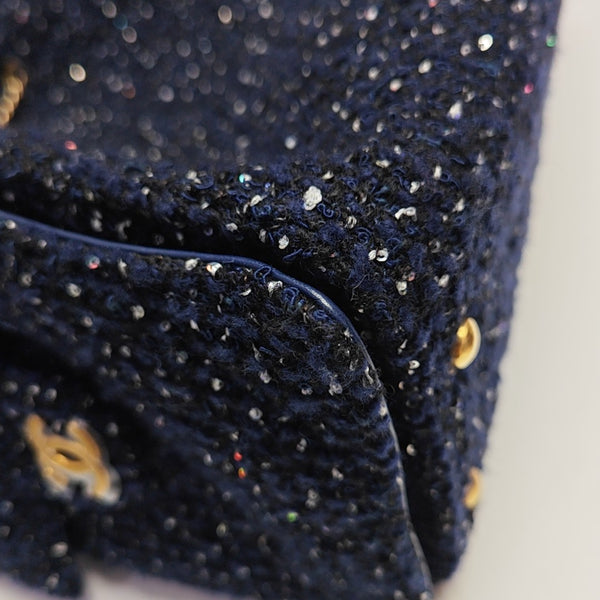 CHANEL 25 Medium Quilted Fabric Blue