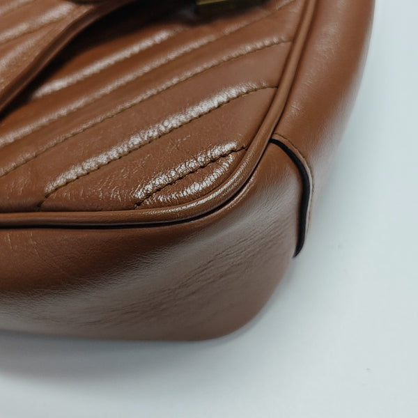 GG Marmont Medium Quilted Calfskin Brown