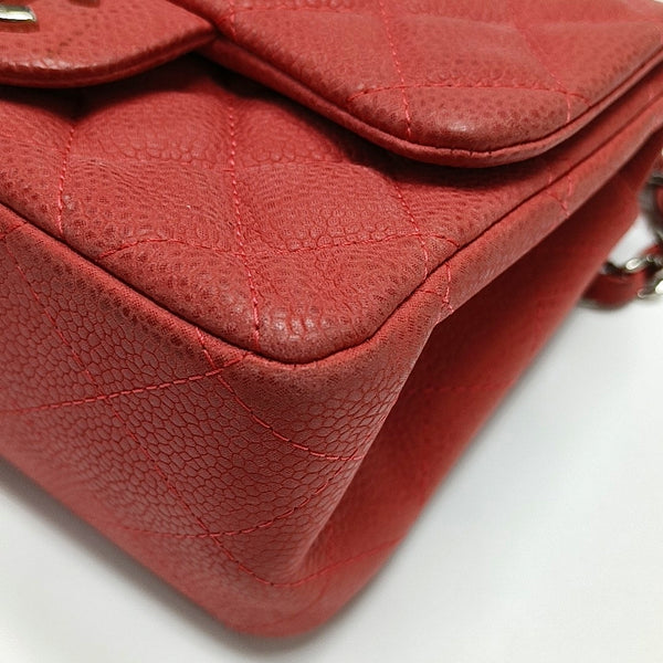 CLASSIC FLAP Mini Quilted Grained Calfskin Red