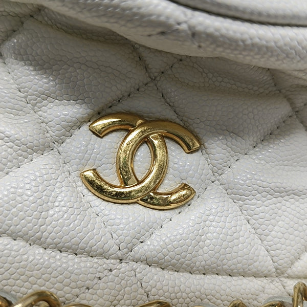 DRAWSTRING Quilted Grained Calfskin White
