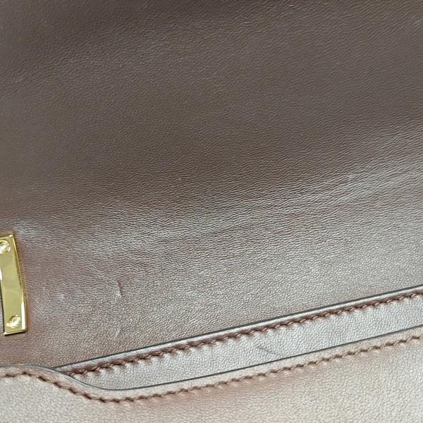 TB Small Quilted Calfskin Brown