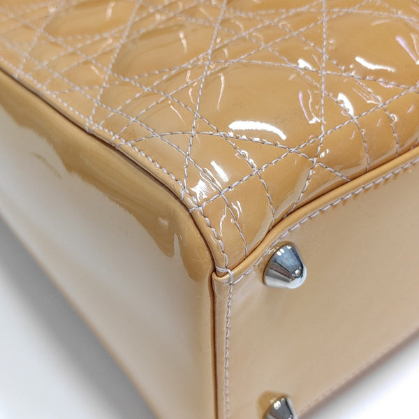 Authenticated pre-owned Lady Dior Large Quilted Patent Leather Yellow - Tote Bag at Looply