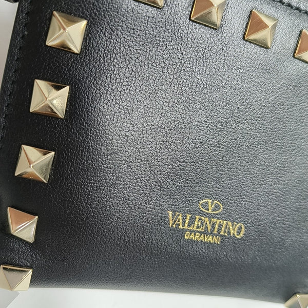 Rockstud Calfskin Black Wallet