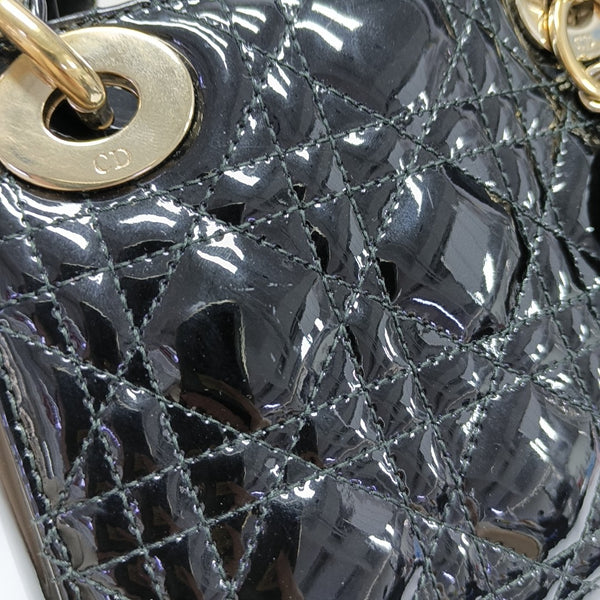 Lady Dior Mini Quilted Patent Leather Black