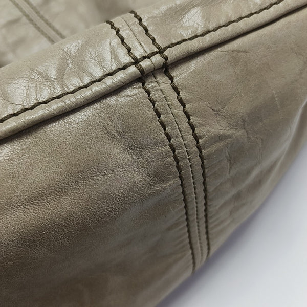 Leather Top Handle Bag Beige