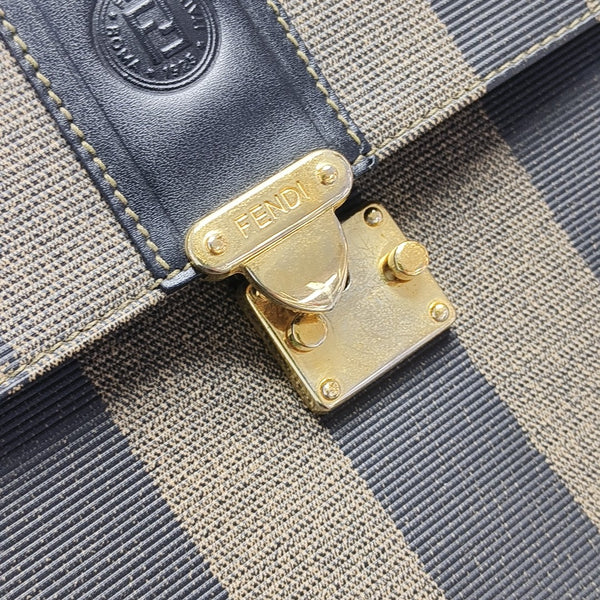 Coated Canvas Top Handle Bag Brown