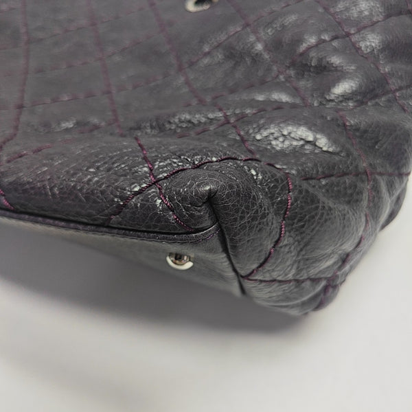 Quilted Calfskin Tote Bag Purple