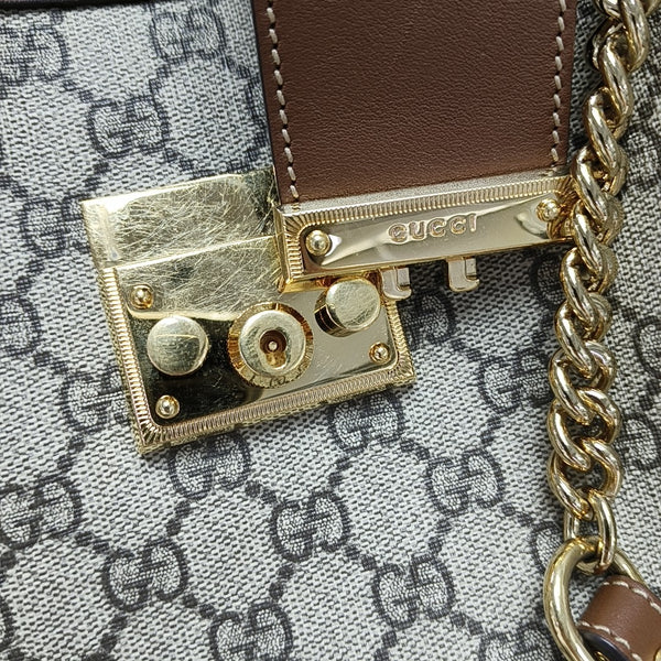Padlock Medium Monogram Coated Canvas Beige