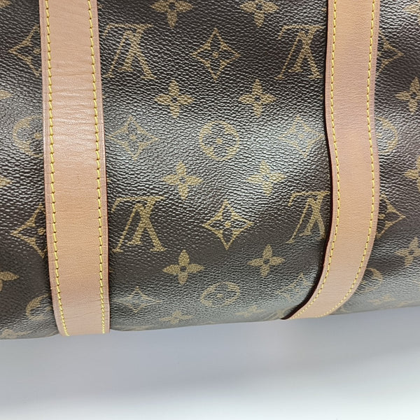KEEPALL 50 Monogram Coated Canvas Brown