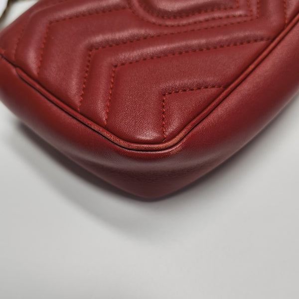 GG Marmont Mini Quilted Calfskin Red