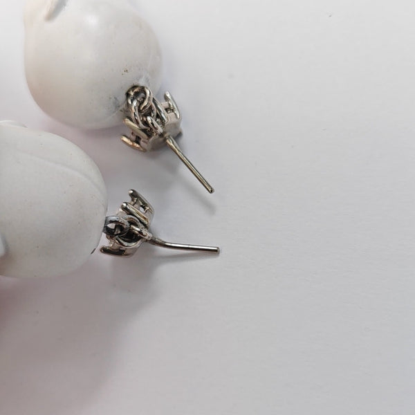 Palladium Plated White Stud Earrings