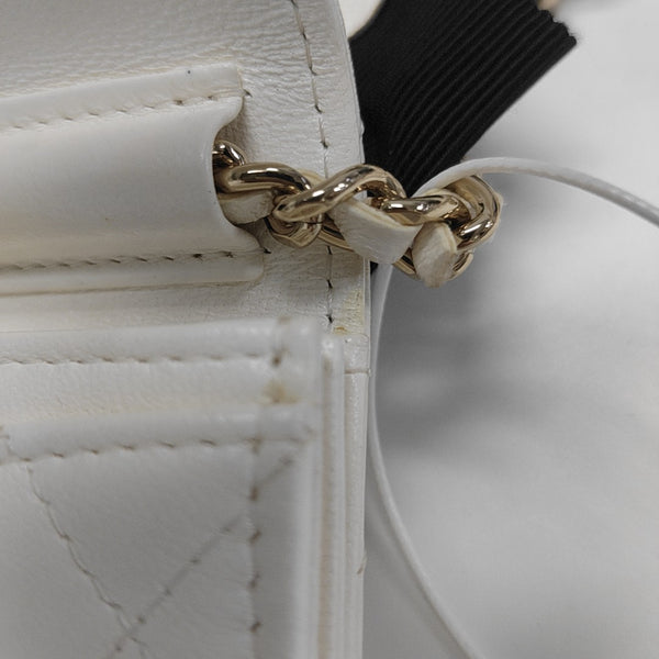 Quilted Lambskin Shoulder Bag White