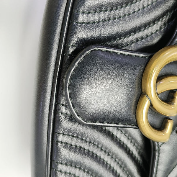 GG Marmont Small Quilted Calfskin Black