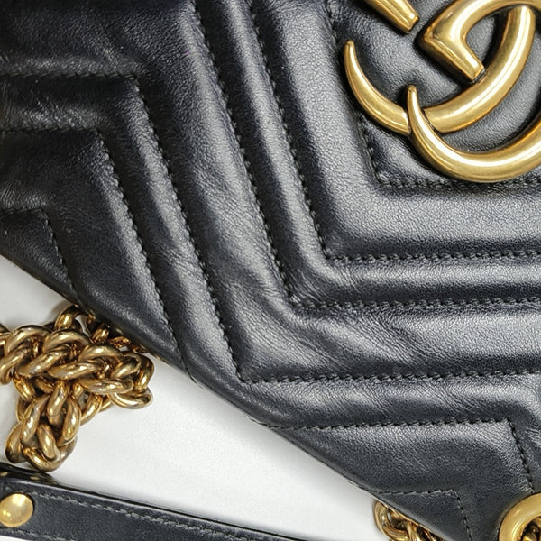 GG Marmont Small Quilted Calfskin Black