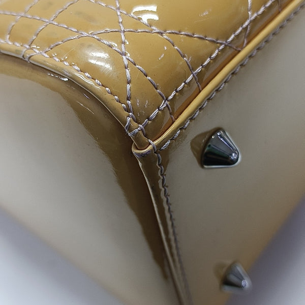 Lady Dior Medium Cannage Patent Leather Yellow