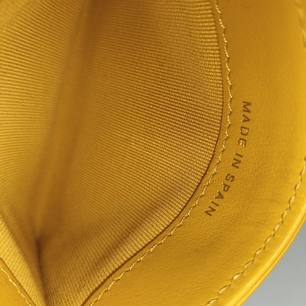 Quilted Grained Calfskin Card Holder Yellow