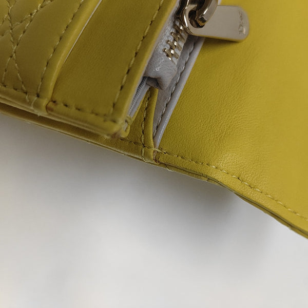 Miss Dior Cannage Lambskin Yellow Wallet