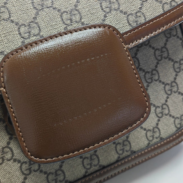 Horsebit 1955 Medium Monogram Coated Canvas Beige