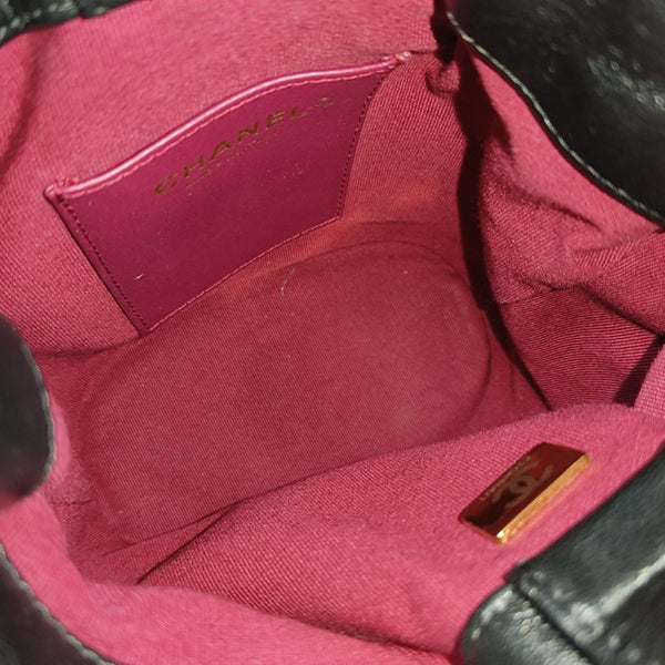 Quilted Lambskin Bucket Bag Small Black