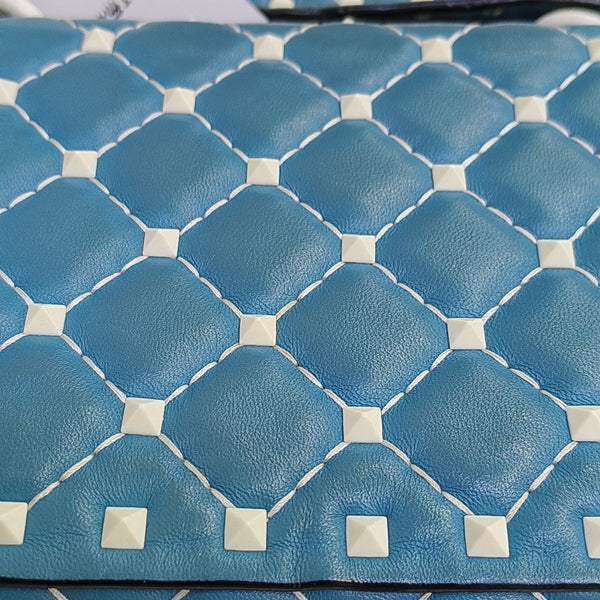 Spike Up Small Quilted Lambskin Blue
