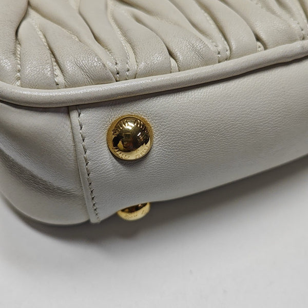 Arcadie Matelassé Mini Quilted Lambskin White