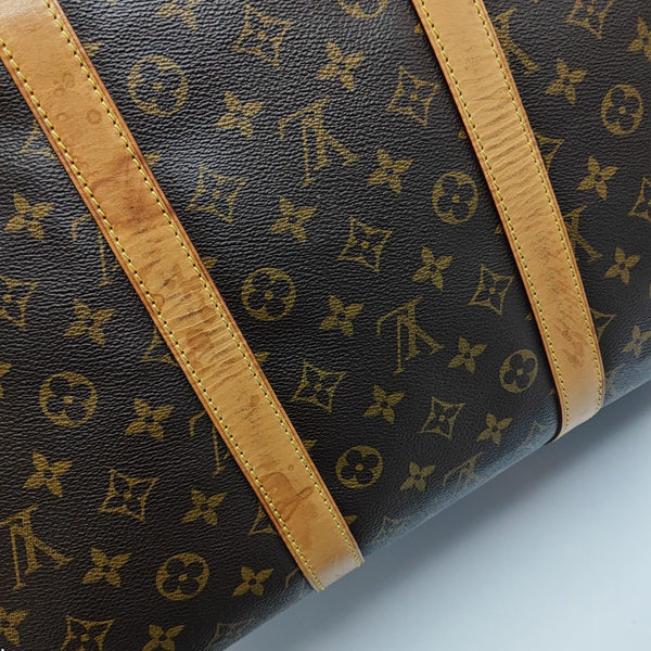 KEEPALL 55 Monogram Coated Canvas Brown