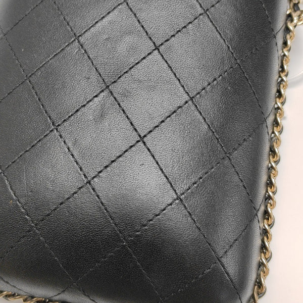 Quilted Lambskin Shoulder Bag Black