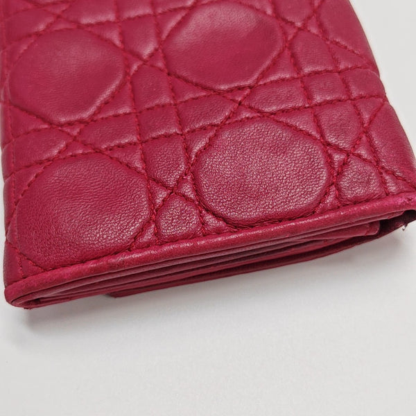 Lady Dior Small Cannage Lambskin Pink Wallet