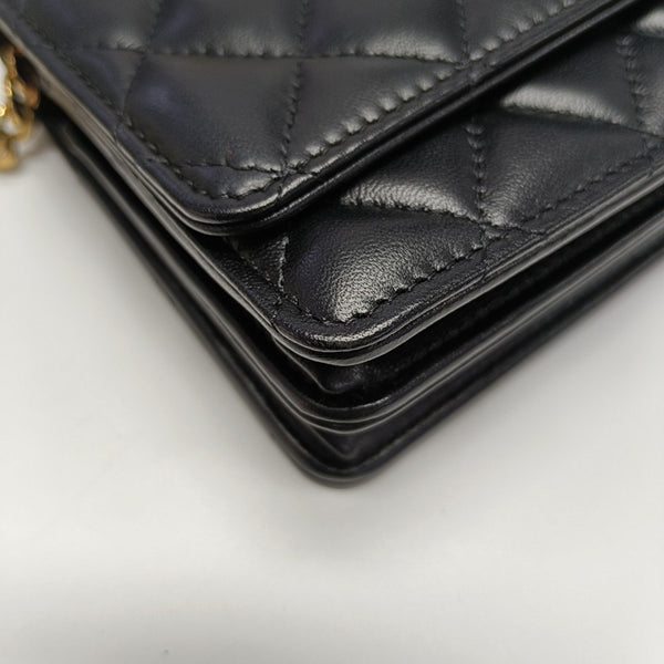Quilted Lambskin Shoulder Bag Black
