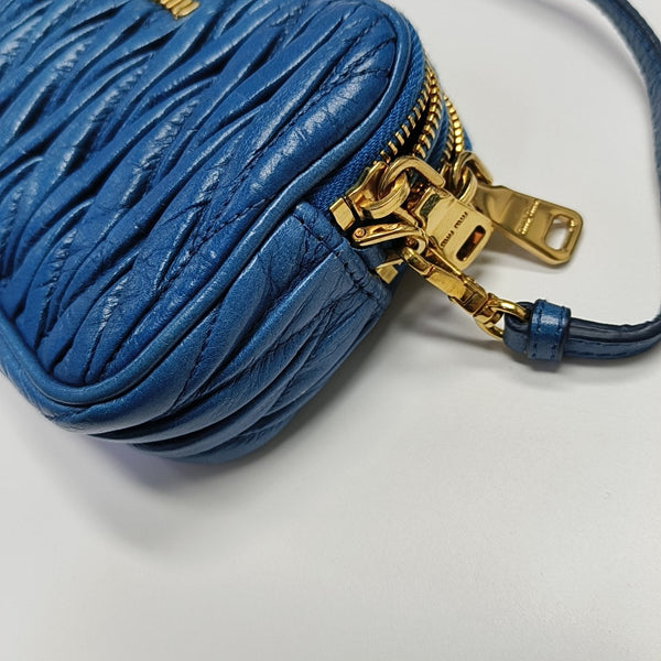 Quilted Lambskin Top Handle Bag Blue