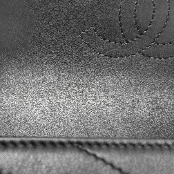 Chevron Calfskin Shoulder Bag Black