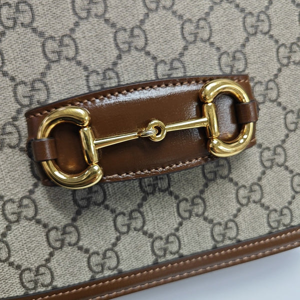 Horsebit 1955 Medium Monogram Coated Canvas Beige