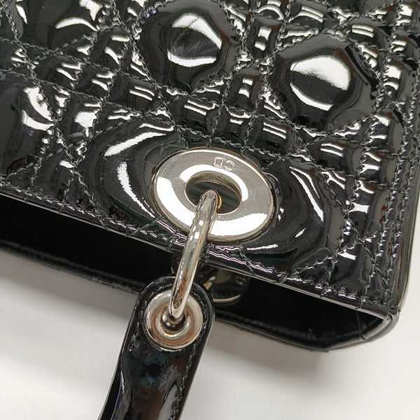 Lady Dior Medium Cannage Patent Leather Black