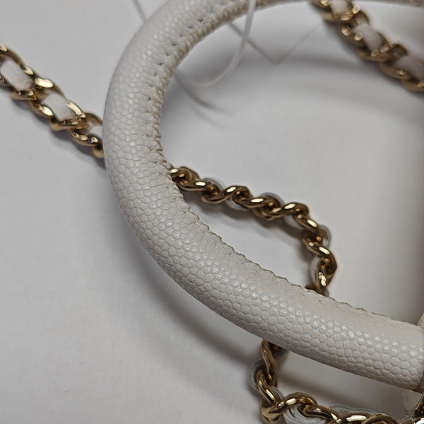 COCO HANDLE Mini Quilted Grained Calfskin White
