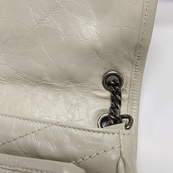 NIKI Small Chevron Calfskin White
