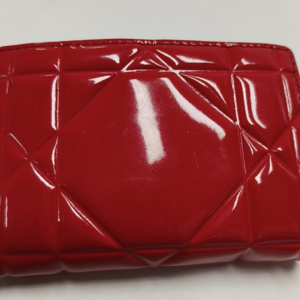 Cannage Patent Leather Card Holder Red