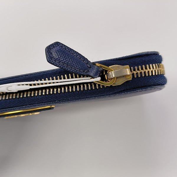Zippy Wallet Saffiano Calfskin Blue Wallet
