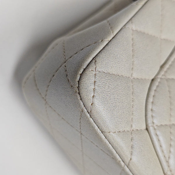 Quilted Lambskin Shoulder Bag White