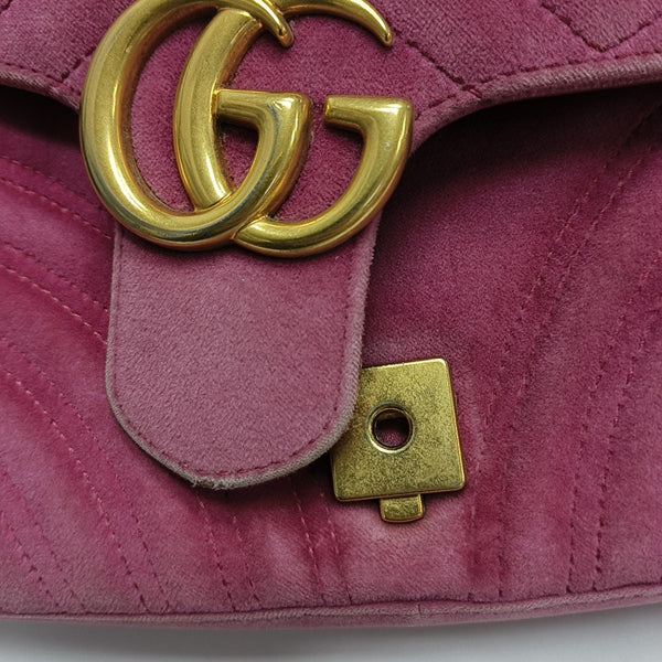 GG Marmont Medium Quilted Velvet Pink
