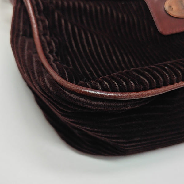 Quilted Corduroy Shoulder Bag Brown