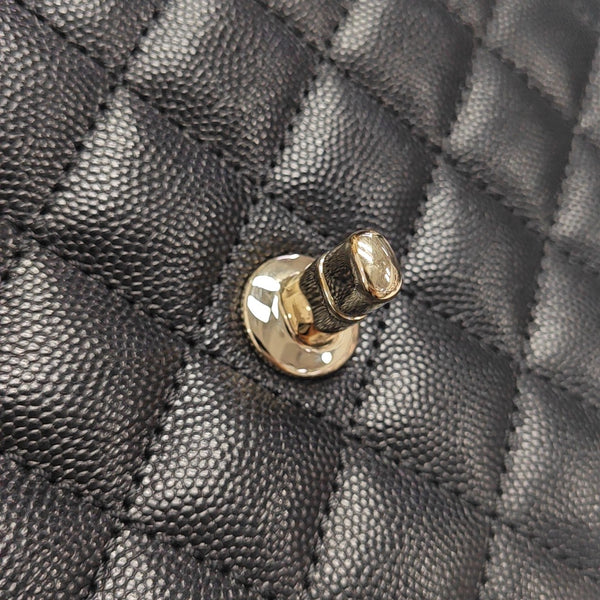 COCO HANDLE Small Quilted Grained Calfskin Black