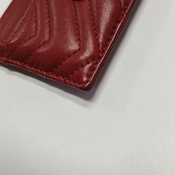 Authenticated pre-owned GG Marmont Quilted Calfskin Red Card Holder - Card Holder at Looply