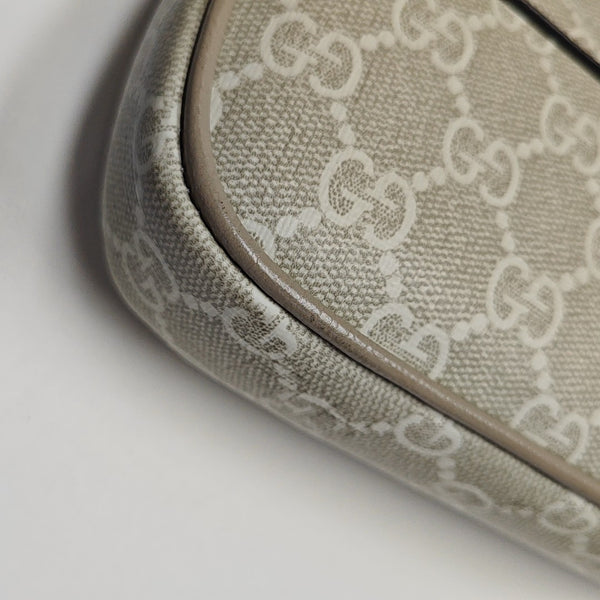 Ophidia Small Monogram Coated Canvas Beige